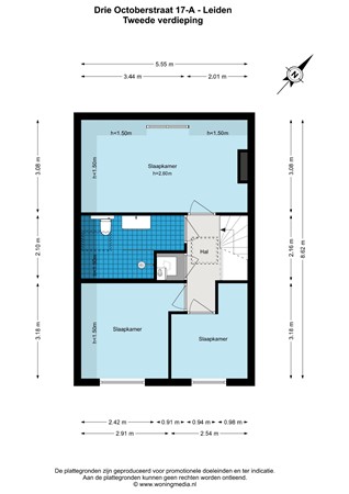 Floorplan - Drie Octoberstraat 17A, 2313 ZL Leiden